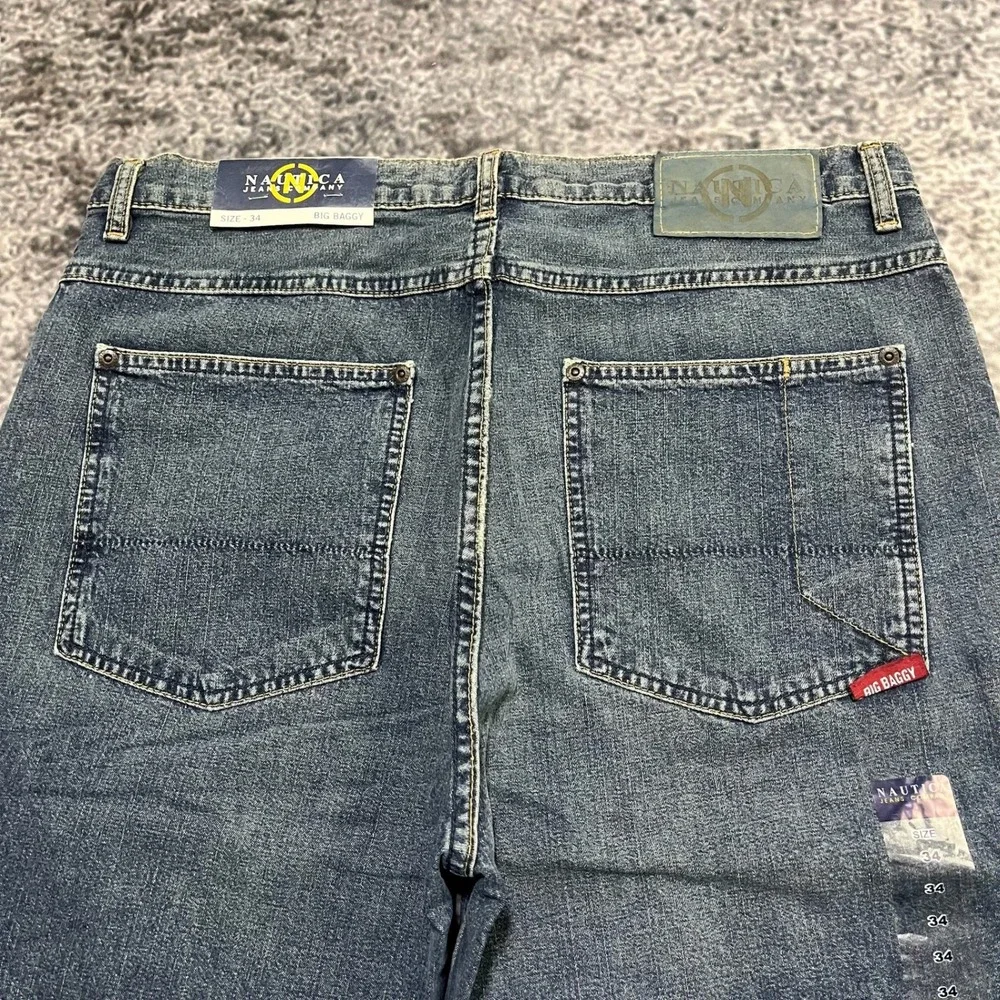 Vintage Nautica Shorts Size 34‎ Blue Baggy Denim Jorts Grunge Skater Y2K - NEW